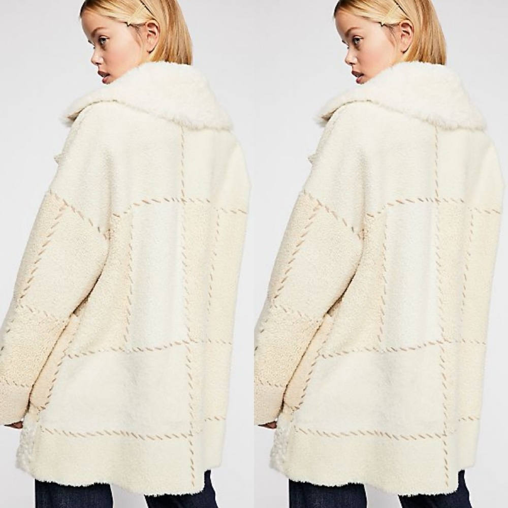 Free People x Brenda Knight Patchwork Sherpa Coat - Picture 2 of 8